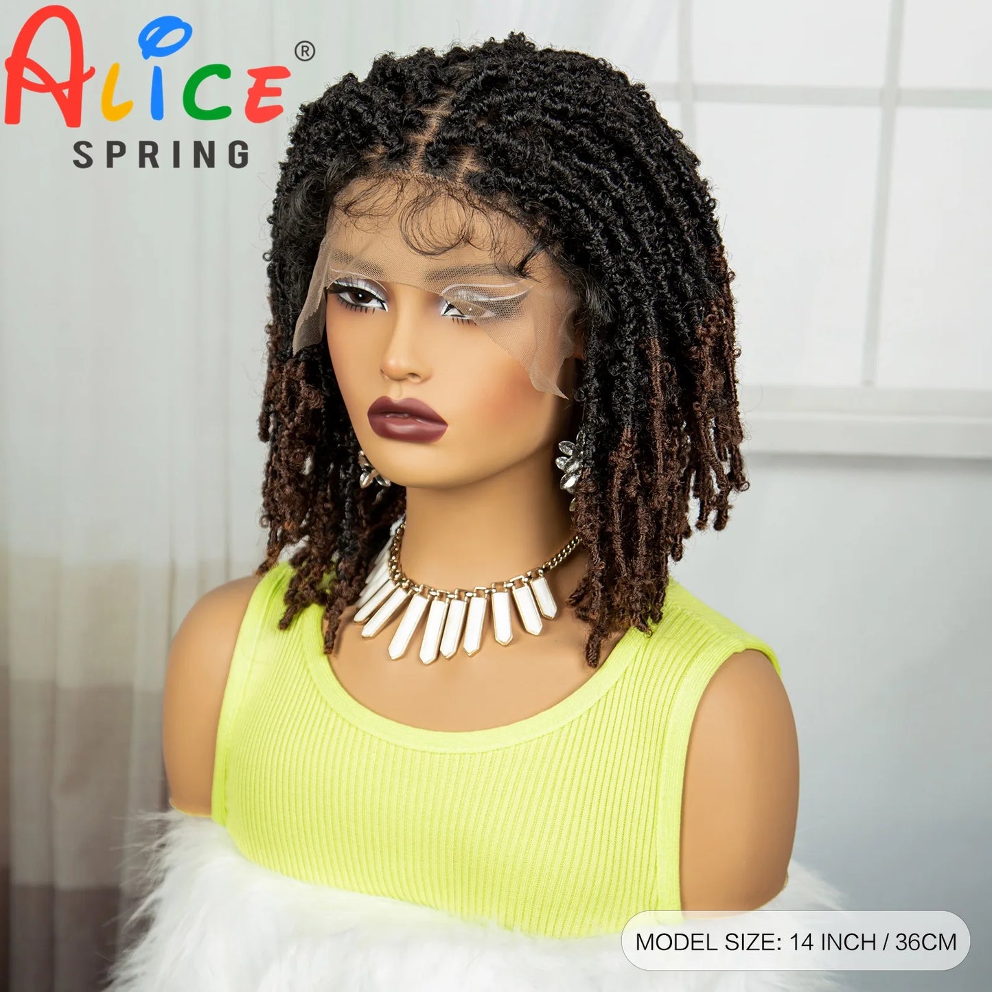 14 Inches Lace Front Braiding Hair Bob Wig Synthetic Braided Wigs Crochets Braid Wigs Butterfly Locs Crochet Hair Wigs for Women