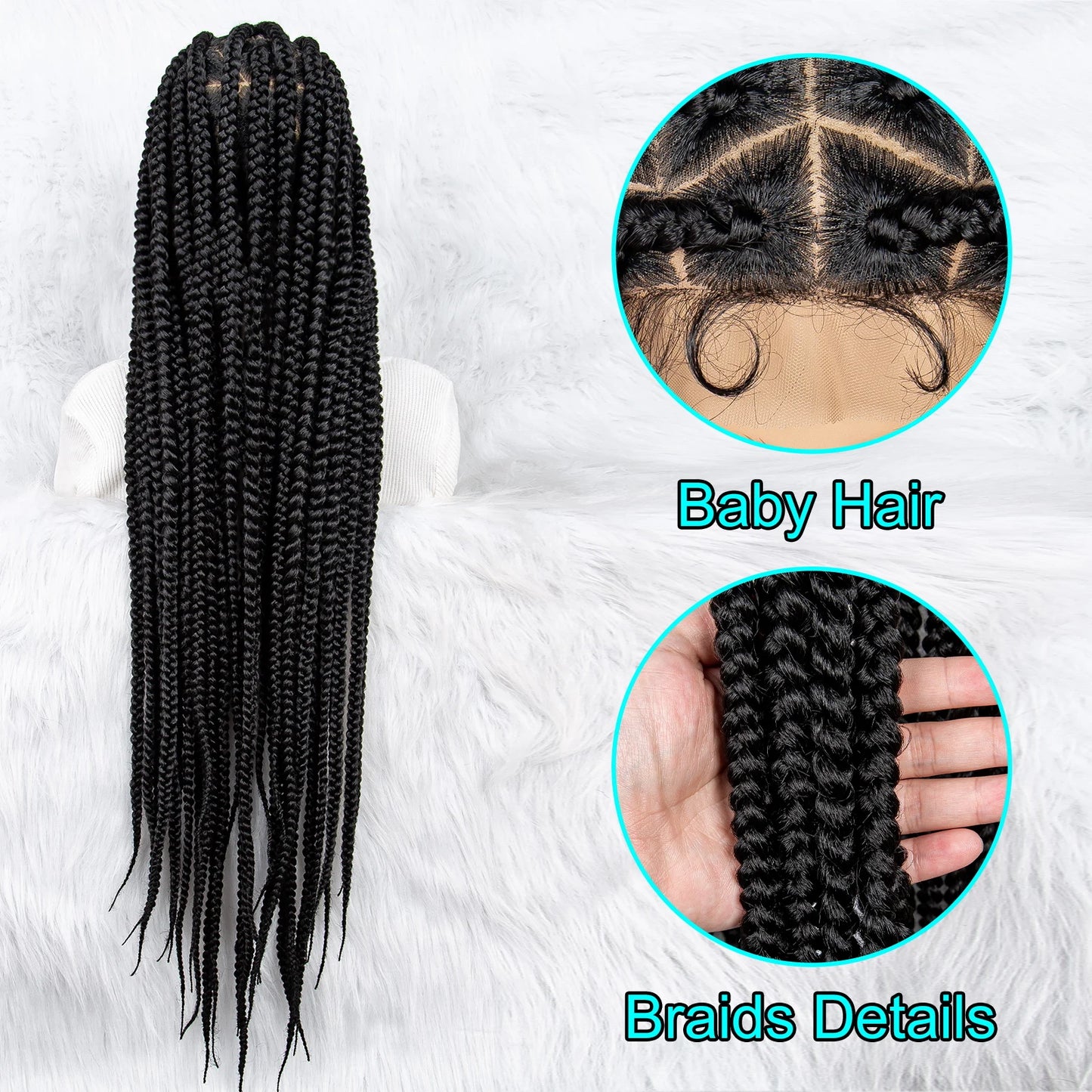 Synthetic Lace Front Wig Big Knotless Box Braids Wig 613 Blonde