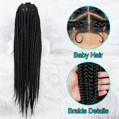 Synthetic Lace Front Wig Big Knotless Box Braids Wig 613 Blonde