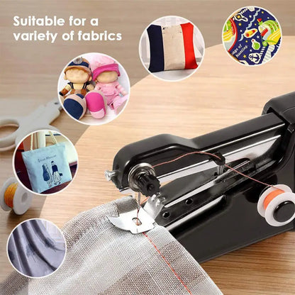 Small Sewing Machine Portable Mini Sewing Machine Kit for Travel Handheld Stitcher Tool with Accessories for Beginners Compact