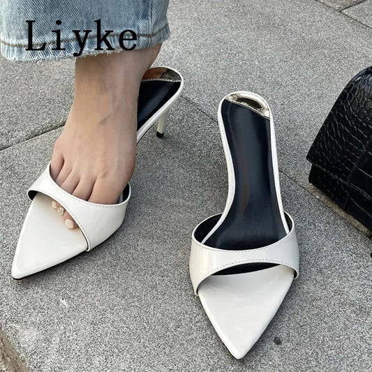 Liyke Slippers Low Thin Heels Slides