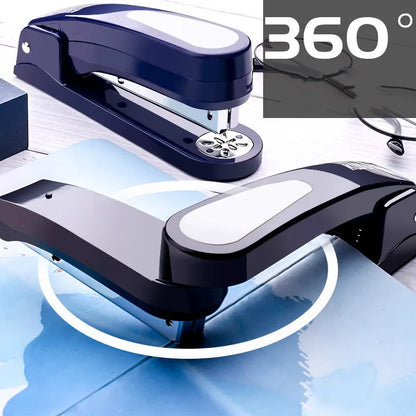 360 rotatable Heavy Duty Stapler Use 24/6 Staples Effortless Long Stapler School Paper Staplers Office Bookbinding Supplies