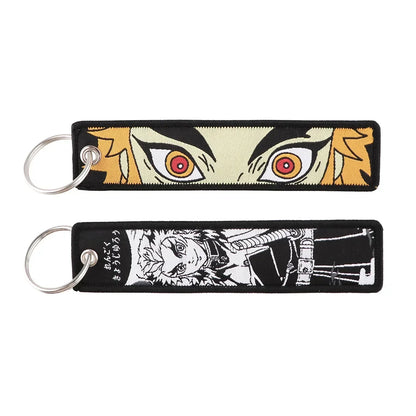 Demon Slayer Keychain Anime Figure Kamado Nezuko Kamado Tanjirou Canvas Pendant Decoration Key Ring for Man Kids Accessories