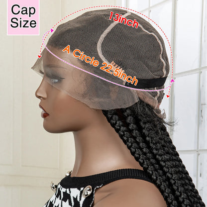 Full Lace Cornrow Braids Synthetic Lace Front Wig Big Square Knotless Box Braids Wig with Baby Hair Braided Wigs for Black Women