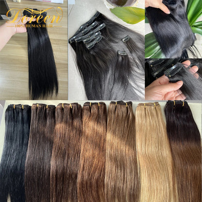 Extensiones de cabello con clip Remy brasileño de cabeza completa Doreen cabello humano 100%