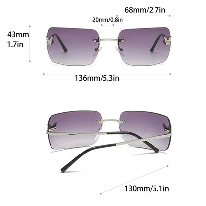 Designer Rimless Square Sunglasses