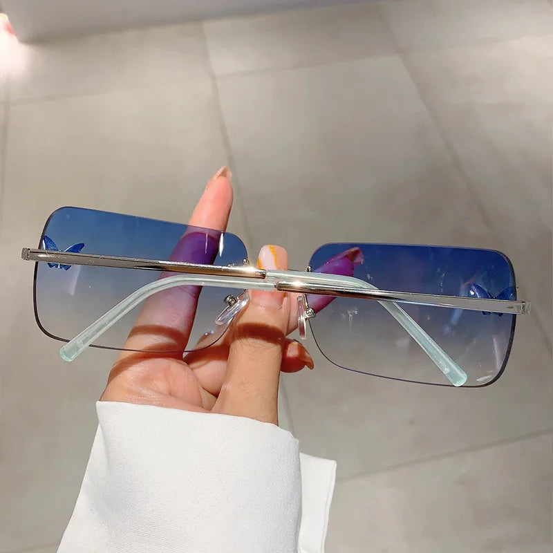 Designer Rimless Square Sunglasses