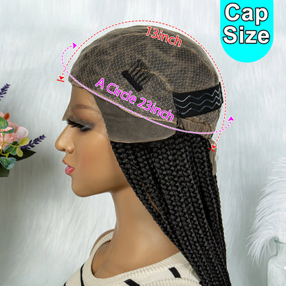 Synthetic Full Lace Wig Braided Wigs For Black Women Triangle Box Wig Braid 36 Inches Braiding Hair Knotless Box Braids Wigs