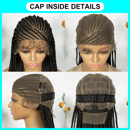 Kima Synthetic Box Braids Cornrow Braided Wig Full Lace Wig for Africa Women 36 inches