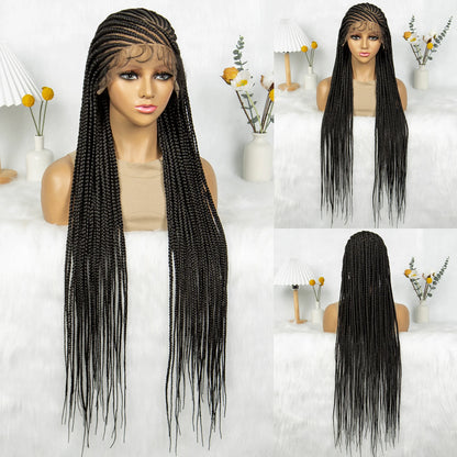 Kima Synthetic Box Braids Cornrow Braided Wig Full Lace Wig for Africa Women 36 inches