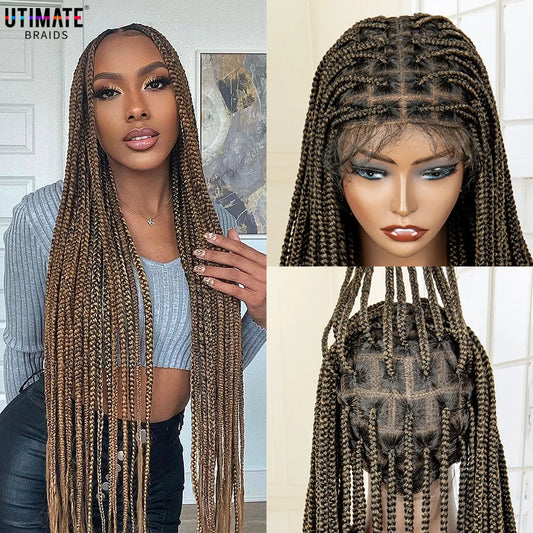 36 Inches Long Full Lace Synthetic Knotless Braided Wigs with Baby Hair