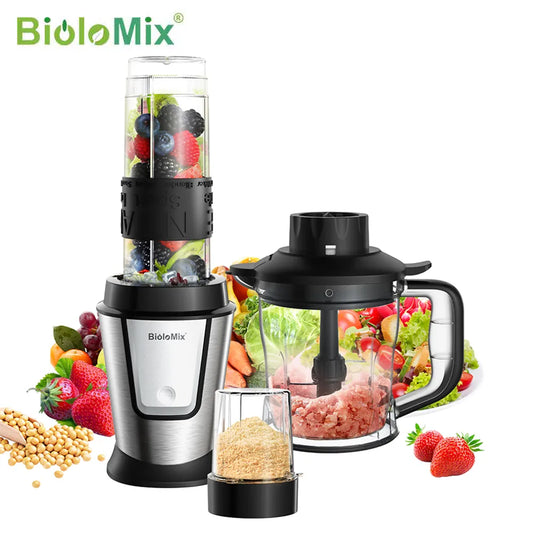 BioloMix-procesador de alimentos multifuncional 3 en 1, licuadora portátil de 700W, batidora de batidos Personal, picadora de alimentos y molinillo en seco