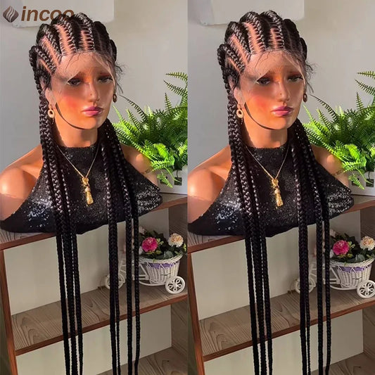 Incoo 36'' Synthetic Lace Frontal Dutch Braided Wigs