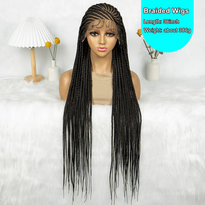 Kima Synthetic Box Braids Cornrow Braided Wig Full Lace Wig for Africa Women 36 inches