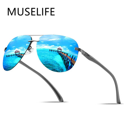 New Polarized Men Sunglasses Classic Driving Sun Glasses Metal Frame Mirror Lens Sunglasses Men/Women