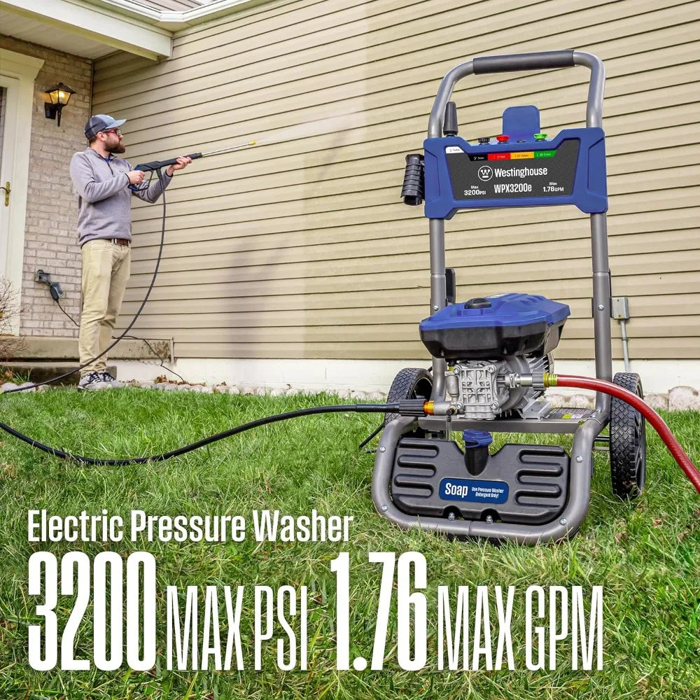 WPX3200e Electric Pressure Washer, 3200 PSI and 1.76 Max GPM, Induction Motor, Onboard Soap Tank, Spray Gun and Wand