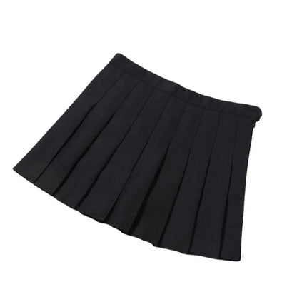 Preppy Style High Waist Solid Pleated Mini Skirt