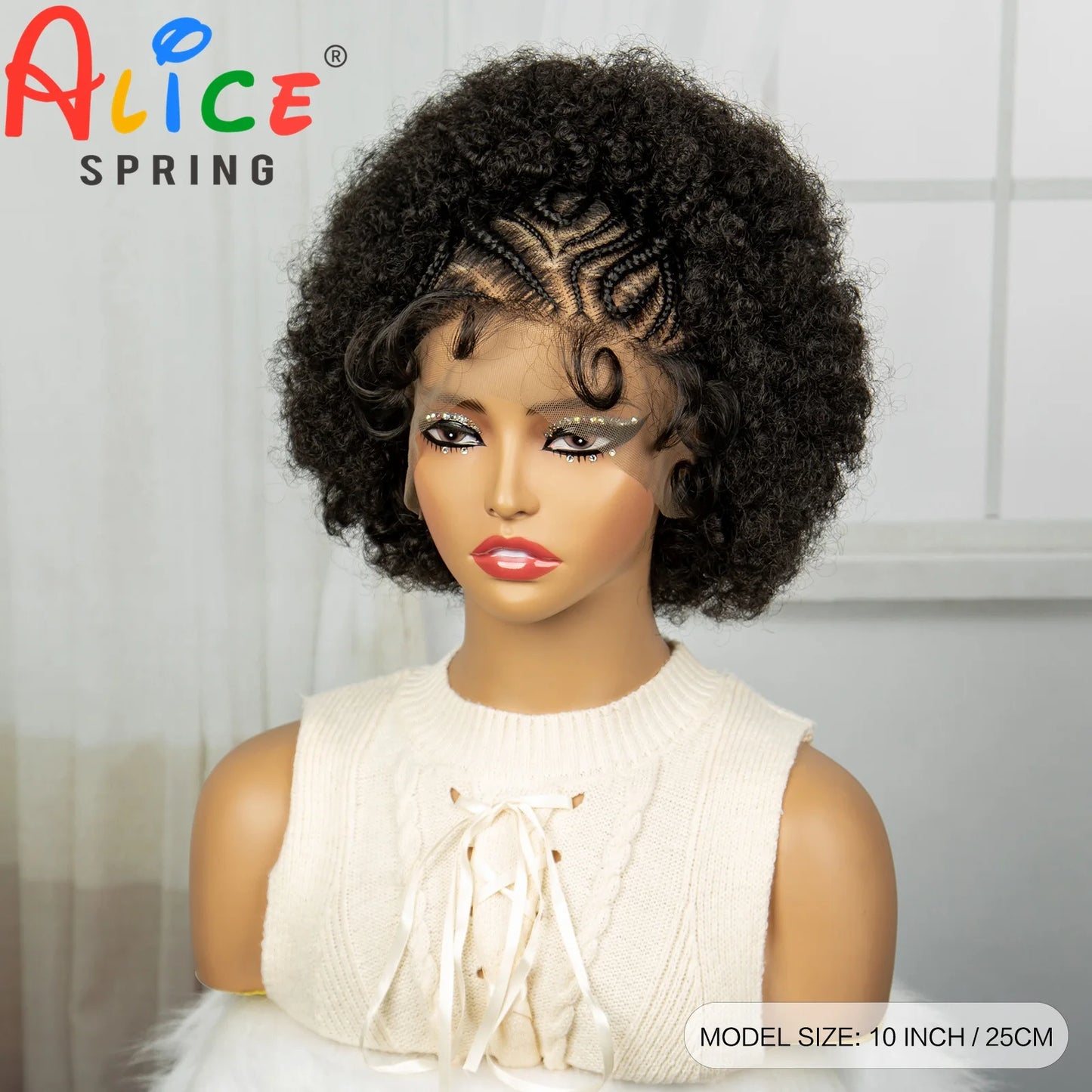 Short Curly Braided Wigs Synthetic Lace Front Braided Wig for Black Women Kontless Braiding Hair Wigs Afro Kinky Curly Hair Wig