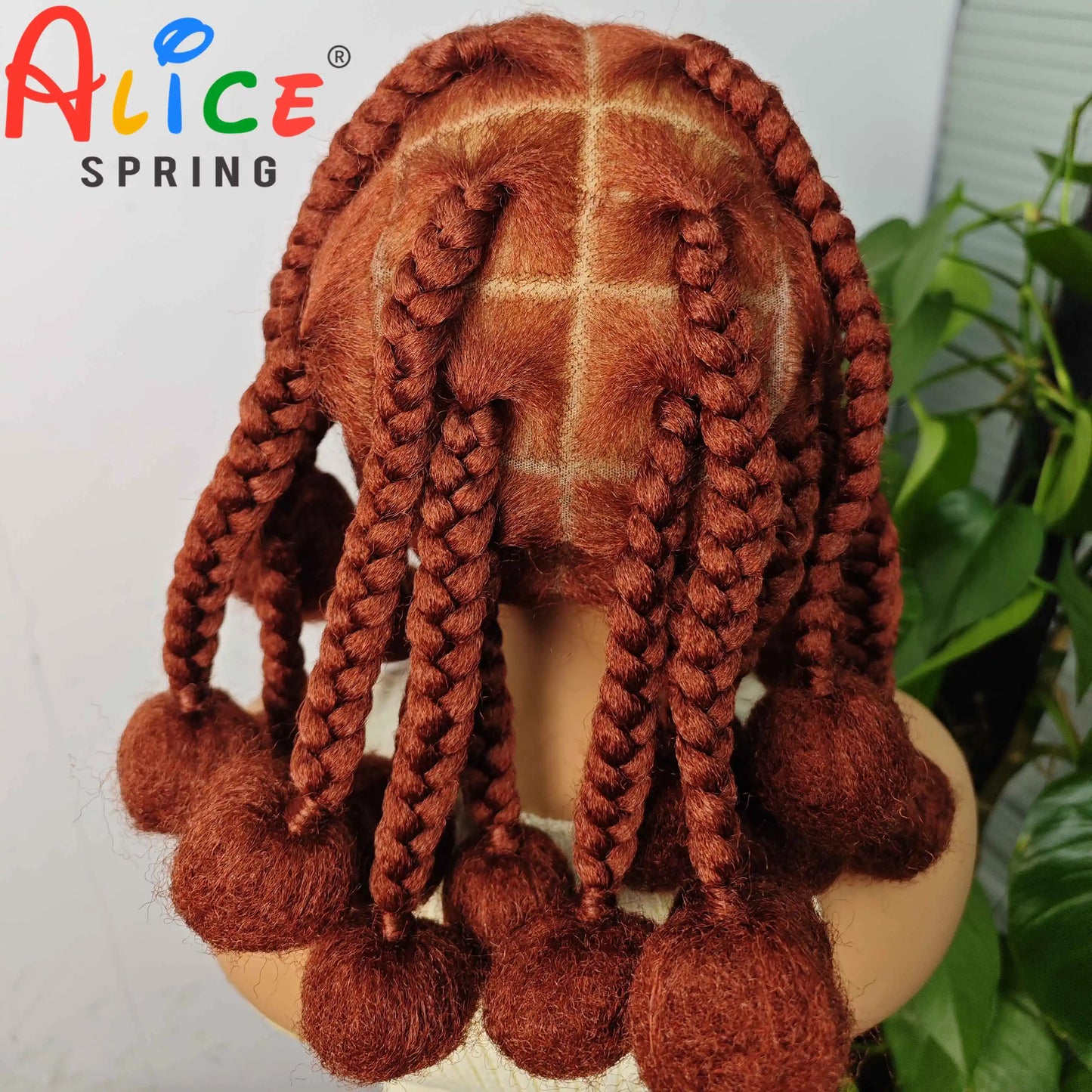 Ginger Orange 12 Inches Synthetic Braided Wigs Transparent Lace Front Kontless Box Braiding Wigs With Baby Hair for Black Women