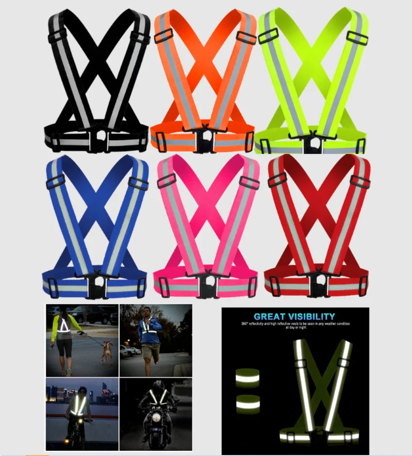 Reflective Vest with Reflector Bands Reflective Running Gear for Men and Women Night Walking Biking Safety Straps Universal