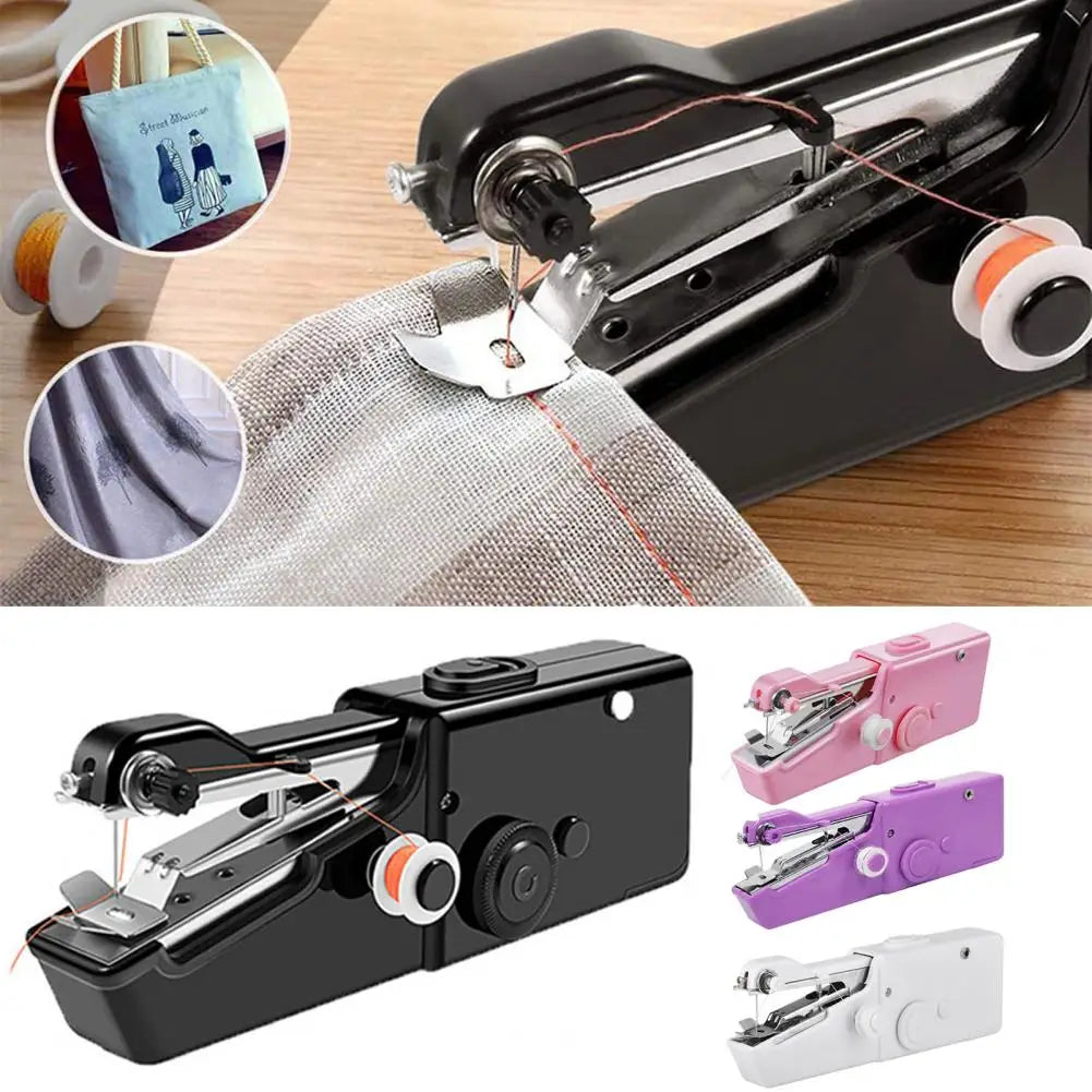 Small Sewing Machine Portable Mini Sewing Machine Kit for Travel Handheld Stitcher Tool with Accessories for Beginners Compact