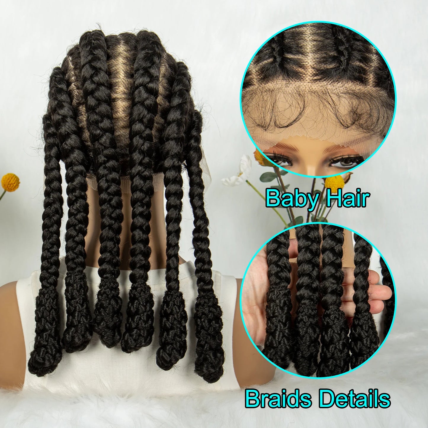 KIMA Cornrow Synthetic Full Lace Wig with Baby Hair