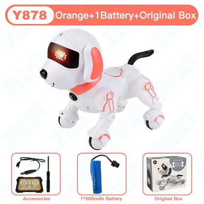 ZWN RC Robot Electronic Stunt Dog Toys Voice Command Programmable Touch-sense With Music Song Robot Dog for Children's Gifts