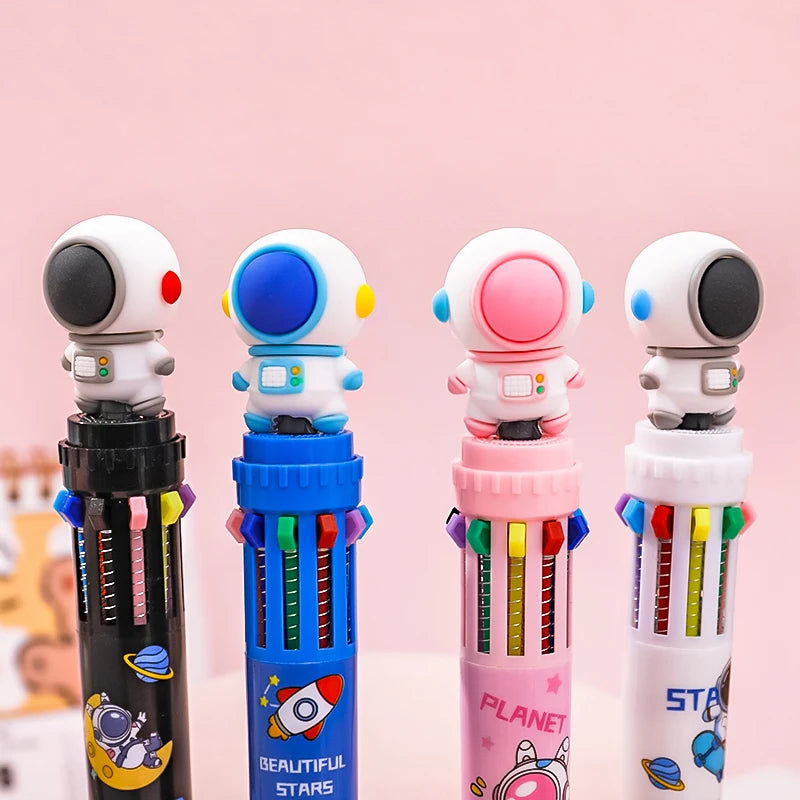 10 Colors Cartoon Astronaut Ballpoint Pen School Office Supply Stationery Papelaria Escolar Multicolored Pens Kawaii Stationery