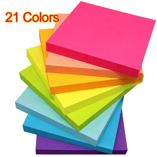 100 Sheets/pack Colorful Sticky Notes Stickers Index Memo Pad Self-Stick Pads for Home Office Notebook Student Office Stationery