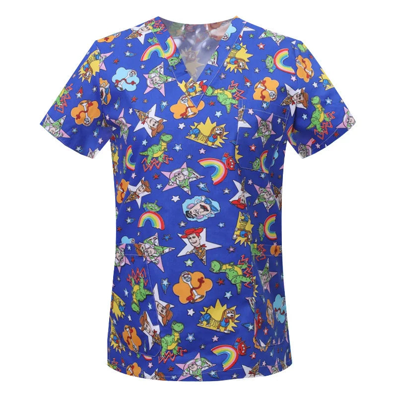 Cartoon Animals Tops Scrub  Medical Surgical Uniforms