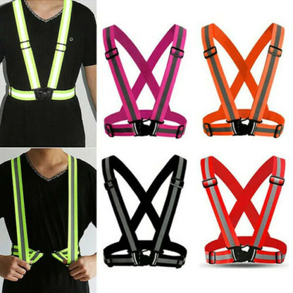 Highlight Reflective Straps Night Running Riding Clothing Vest Adjustable Safety Vest Elastic Band For Adults and Children