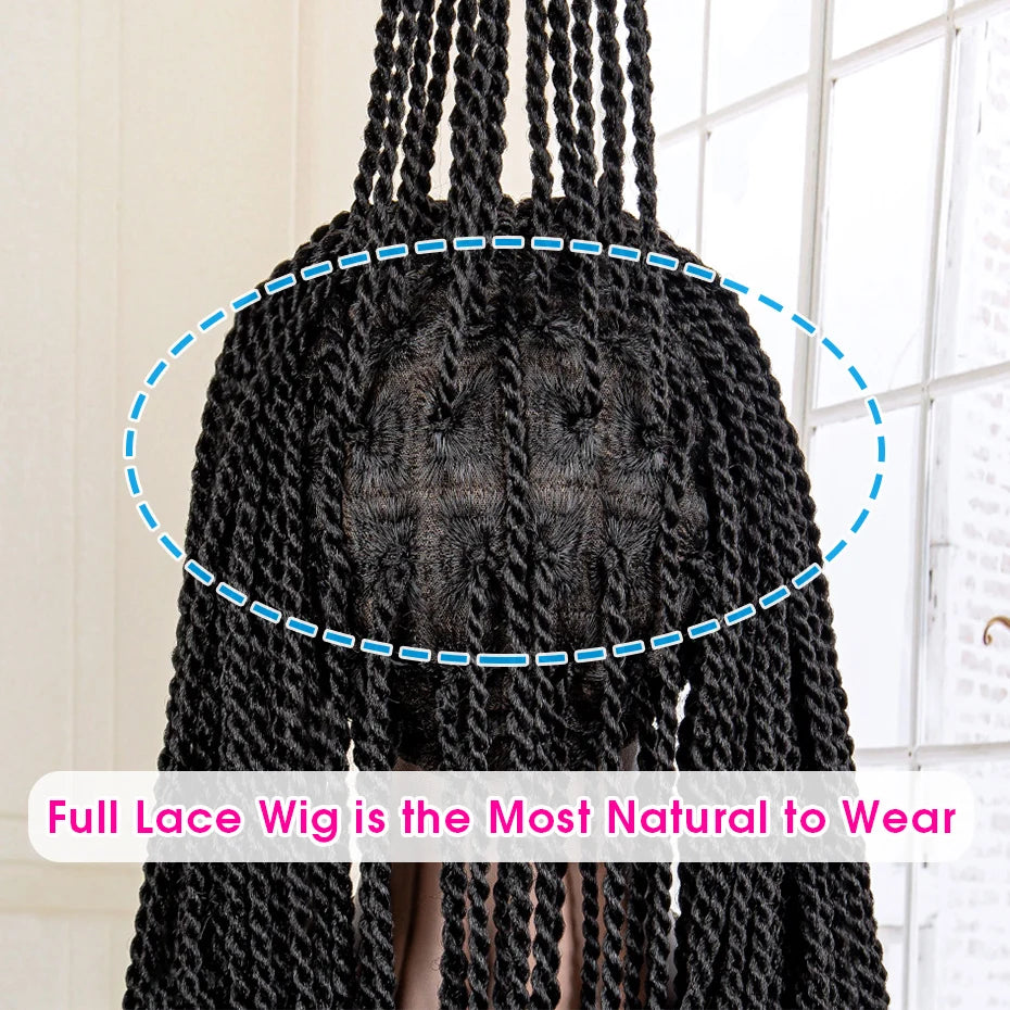 40 Inches Super Long Synthetic Full Lace Twist Box Braided Wigs Lace Frontal Wigs Knotless with Baby Hair