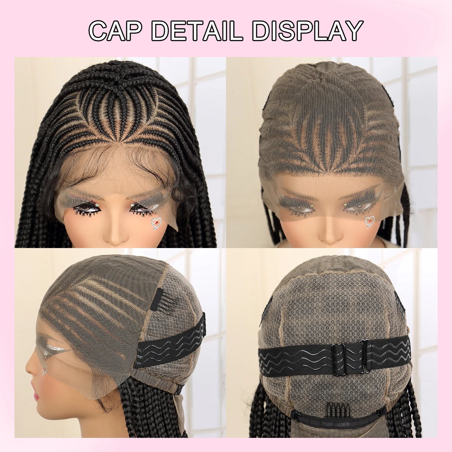 Synthetic Full Lace 36 Inches Braided Wigs with Baby hair Knotless Box Braids Wig Twist Braiding Wig