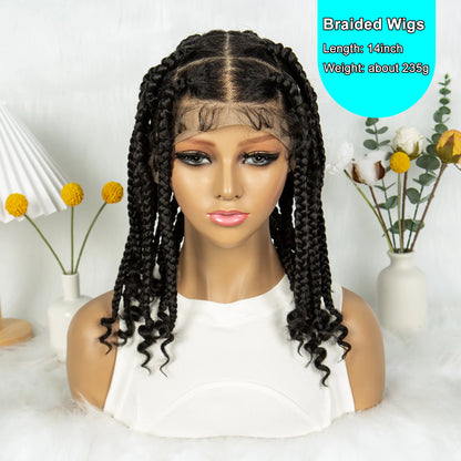 KIMA 14 Inches Synthetic Square Box Braided HD Full Lace with Baby Hair