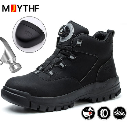 Rotating Buttons Steel Toe Shoes Safety Boots