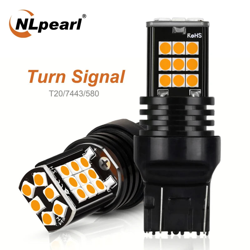 NLpearl 2x Car Signal Lamp 7440 Led Bulb 3030 24SMD T20 7443 Led W21W W21/5W 12V Auto Turn Signal Light Reverse Rear Lamps