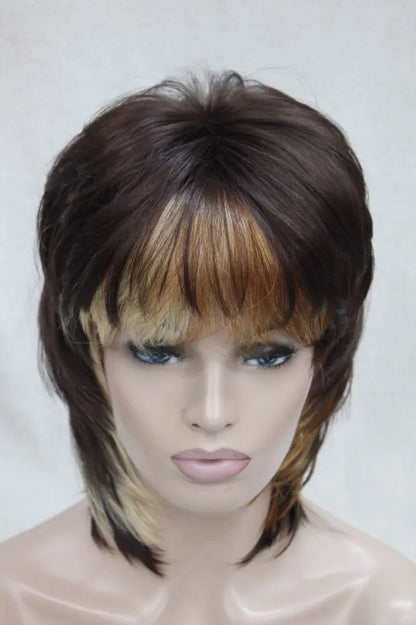 new three tone mix color short cascading 14" lady's wigs synthetic hair full wig