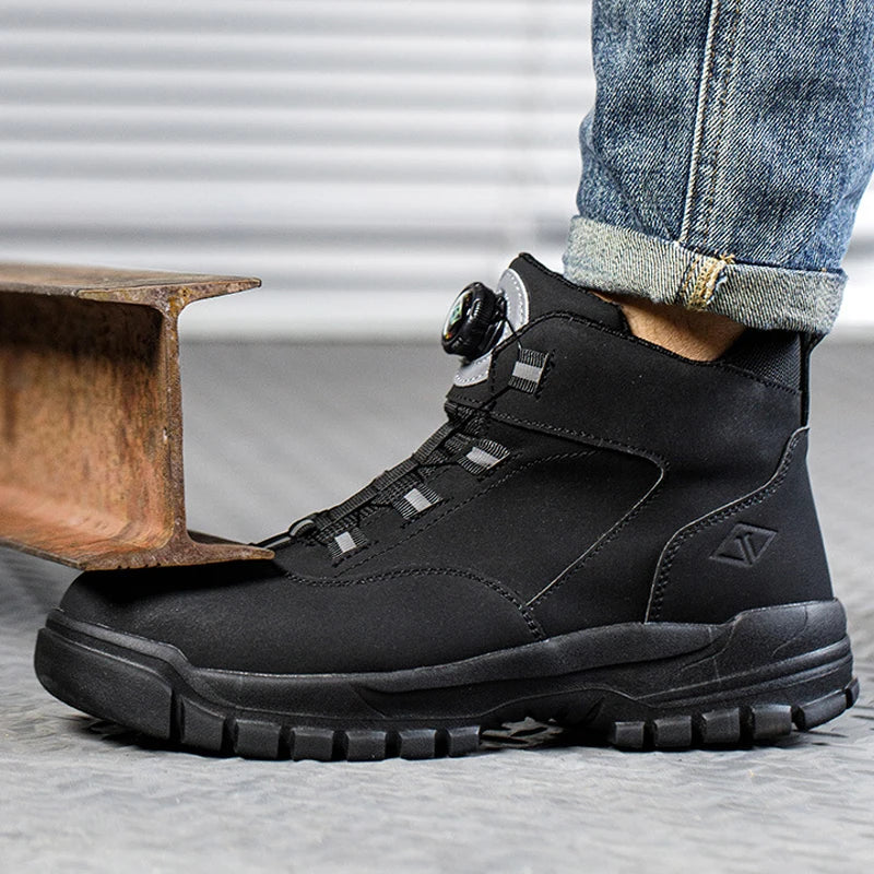 Rotating Buttons Steel Toe Shoes Safety Boots