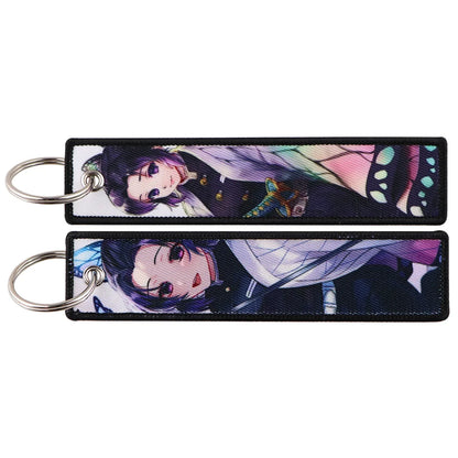 Demon Slayer Keychain Anime Figure Kamado Nezuko Kamado Tanjirou Canvas Pendant Decoration Key Ring for Man Kids Accessories