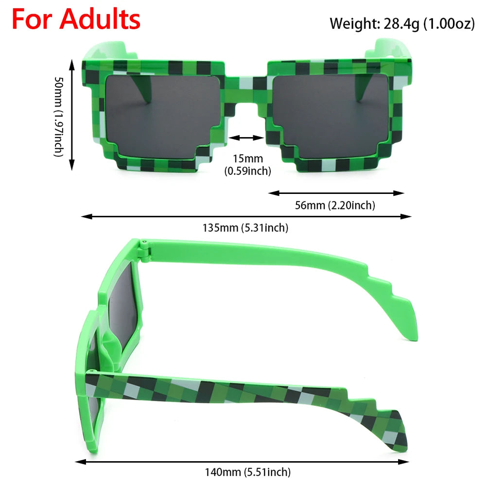 New Fashion Sunglasses Retro Gamer Robot Sunglasses Pixel Mosaic Sunglasses Birthday Party Cosplay Favors for Kids and Adults