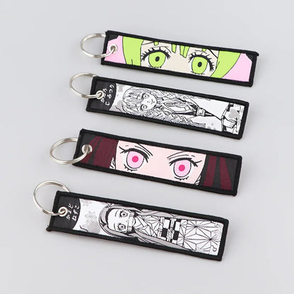 Demon Slayer Keychain Anime Figure Kamado Nezuko Kamado Tanjirou Canvas Pendant Decoration Key Ring for Man Kids Accessories