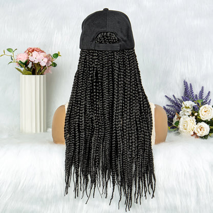 Synthetic Thick Braids With Adjustable Cap Box Braided Wig Cap Synthetic Hair Extension Braiding Braids With Baseball Cap