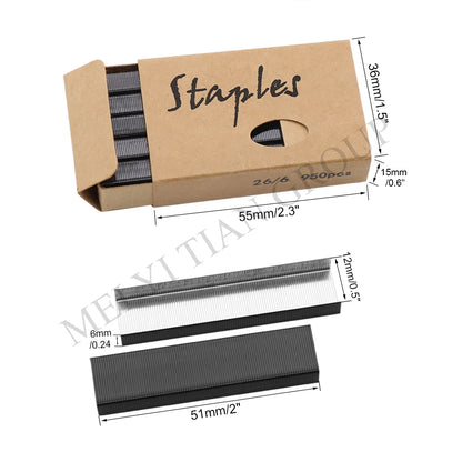 Black Staples Standard Stapler Staple Refills 26/6 Size 950 Staples Per Box for Office School Stapling Stationery Supplies