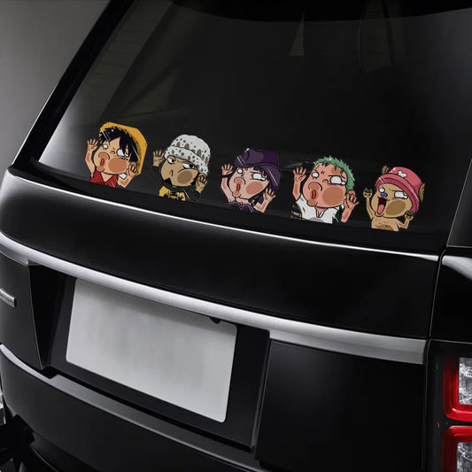 1pcs One Piece Luffy Sticker Anime Peeking Glass Vinyl Decal Sticker For Car Window Laptop Hydroflask Waterbottle PVC