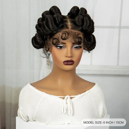 Full Lace Handmade Bantu Braided Wigs with Baby Hair Synthetic Natural Braided Lace