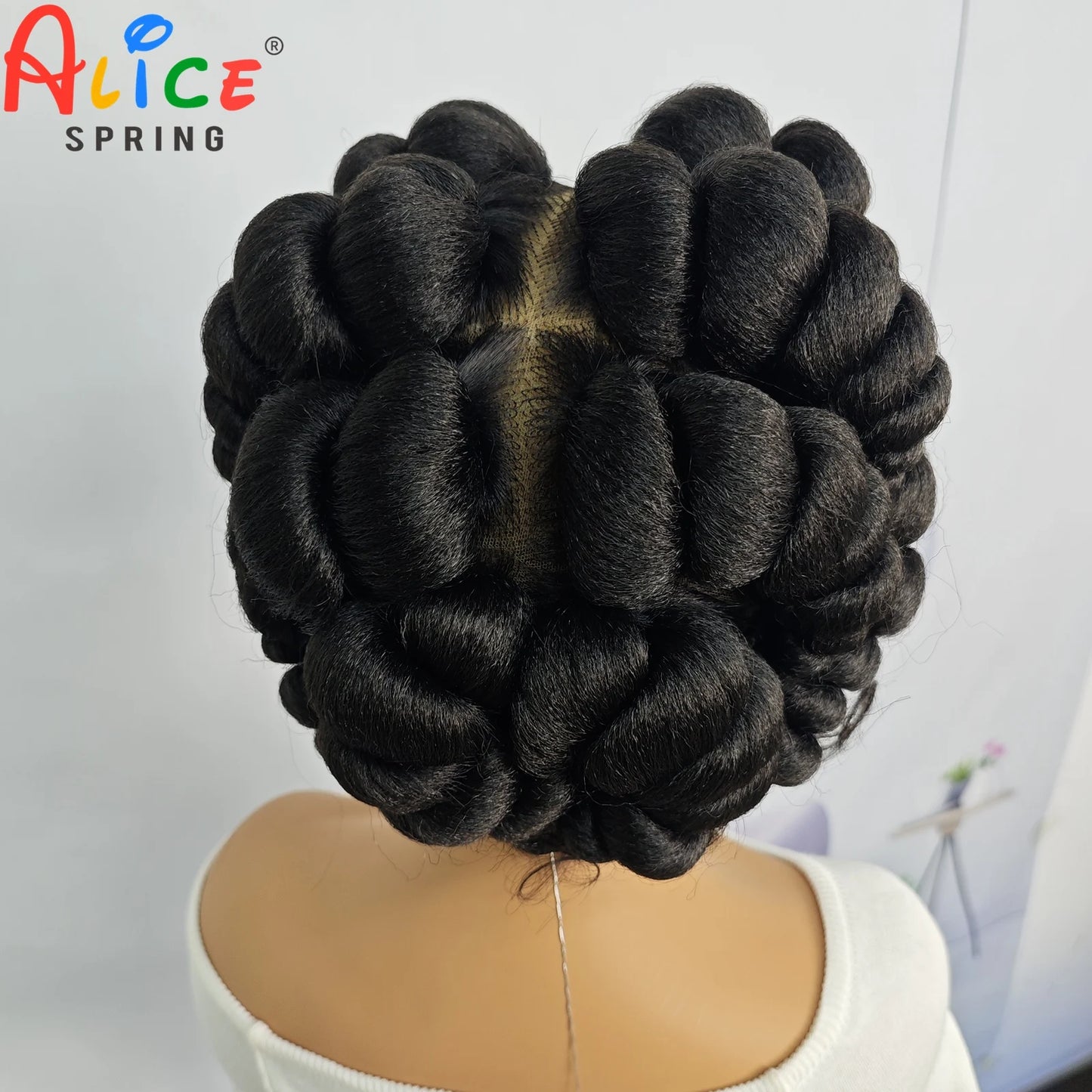 Natural Color 6Inch Transparent Full Lace Braided Wigs Short Cute Handmade Bantu Synthetic Braided Lace Wigs Knotless Braids Wig