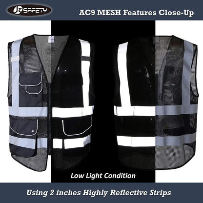 Reflective Safety Vest Working High Visibility Police Safety Vests Rider Jacket Mesh Breathable Fabric For Desert Hot Areas