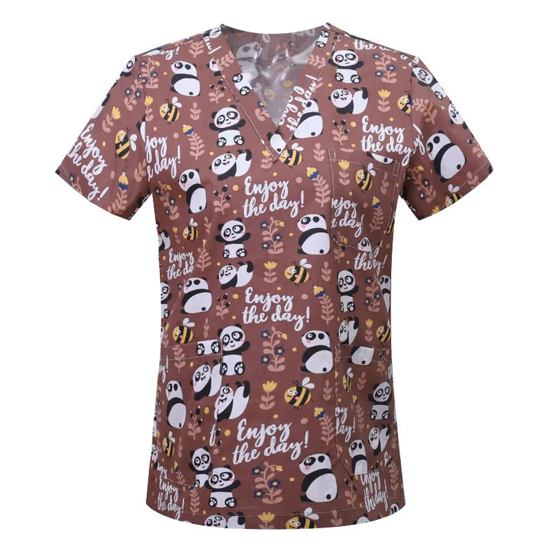 Cartoon Animals Tops Scrub  Medical Surgical Uniforms