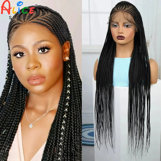 36 Inch Knotless Cornrow Braided Wigs Synthetic Full Lace