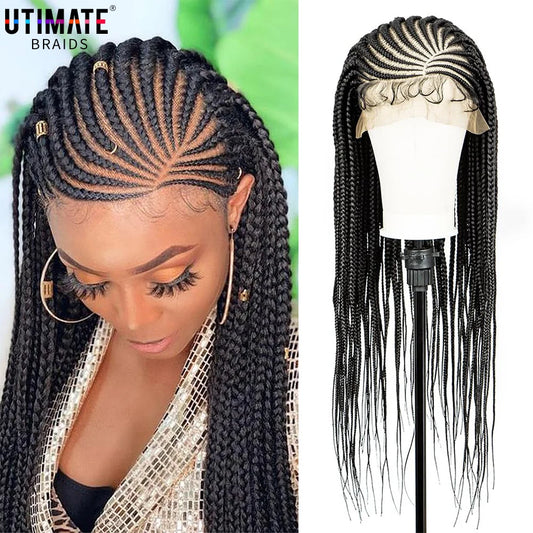 New Arrival 34inc Braided Synthetic Full Lace Wig with Baby Hair